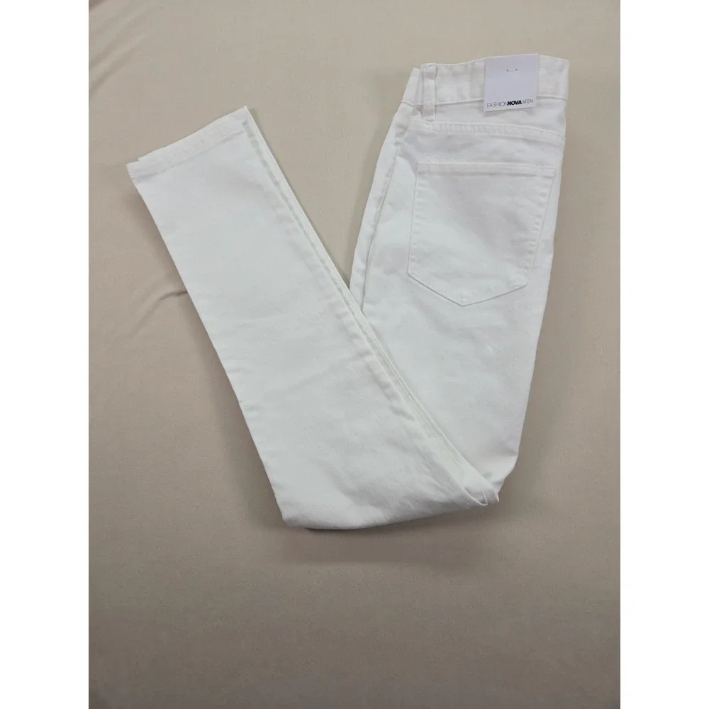Men's White Jeans NEW Fashion Nova Premium Denim Tag measured Size 32x32
